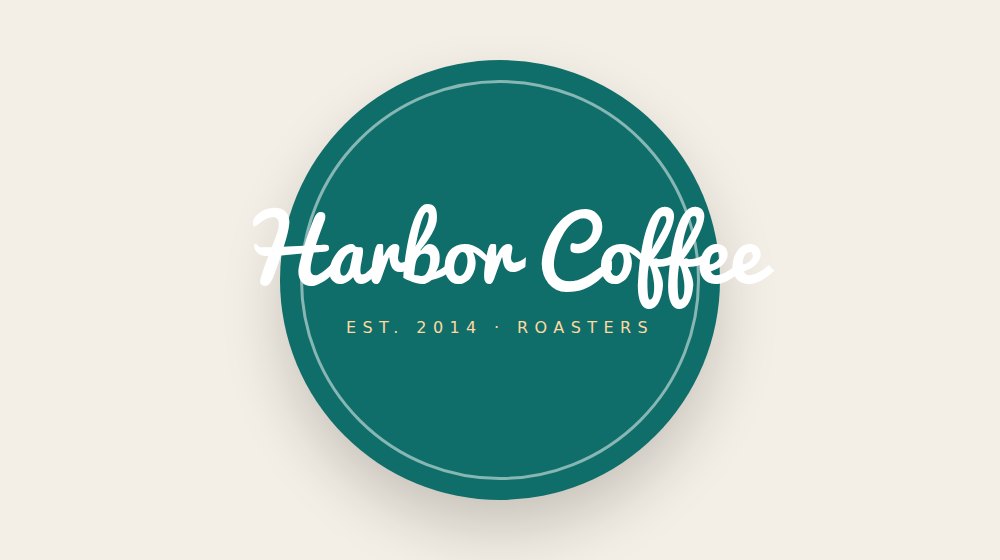 Round teal coffee-shop badge with the words Harbor Coffee in a rounded script