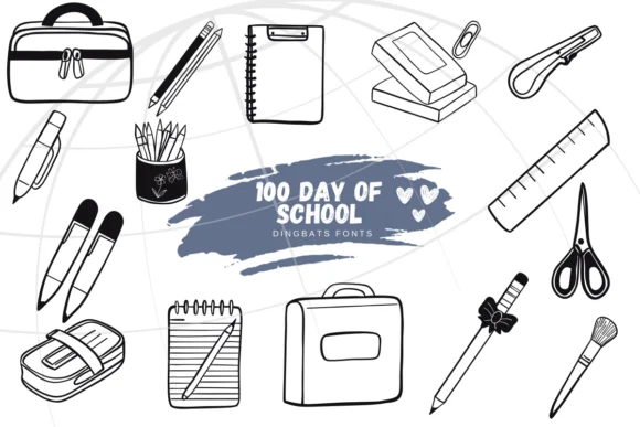 100 Day of School by Suphitchaya — Dingbats Font