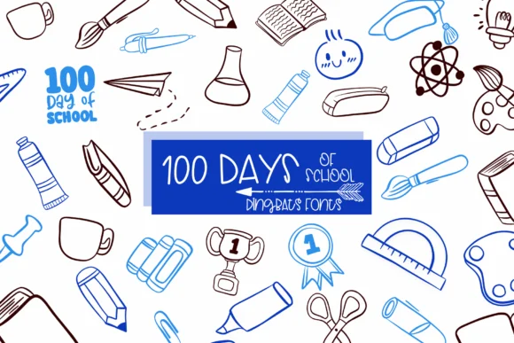 100 Days of School by Sirinart — Dingbats Font