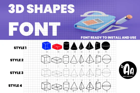 Abcd Ref 3d Shapes by AntarArt — Dingbats Font