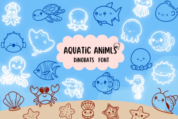 Aquatic Animls by Natchuta — Dingbats Font
