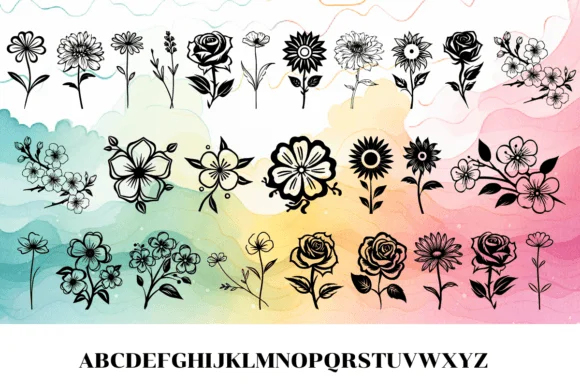 Aura Flowers by MOMAT THIRTYONE — Dingbats Font — thumbnail 2