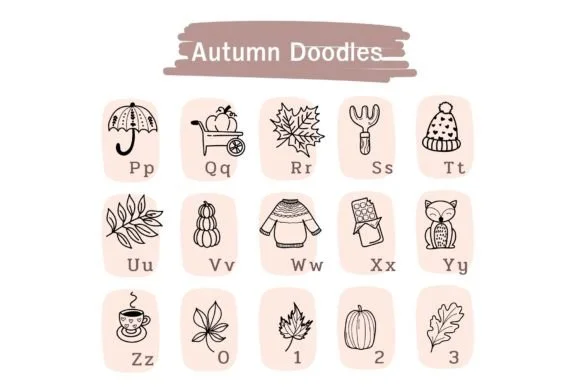 Autumn Doodles by Pui Art — Dingbats Font — thumbnail 3