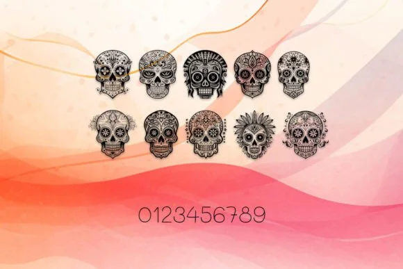 Aztec Tribal Sugar Skull by MOMAT THIRTYONE — Dingbats Font — thumbnail 4