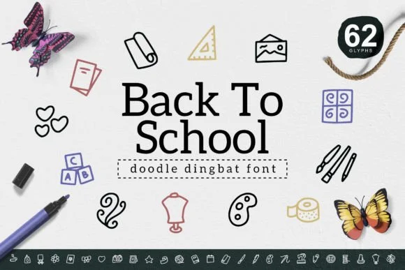 Back to School by YandiDesigns — Dingbats Font
