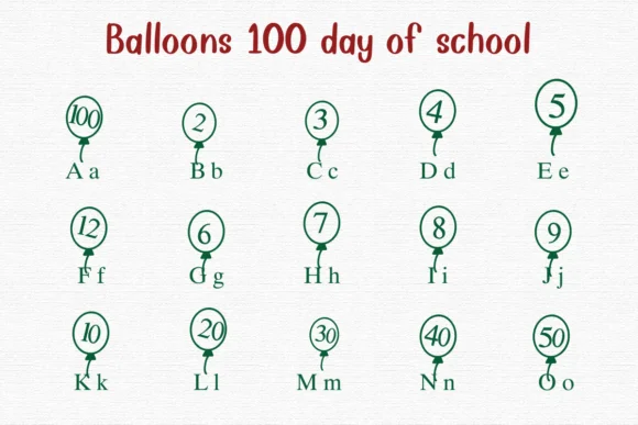 Balloons 100 Days of School Dingbat Font by Nongyao — Dingbats Font — thumbnail 2