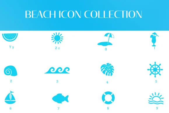 Beach Icon Collection by Heartcraft Atelier — Dingbats Font — thumbnail 3