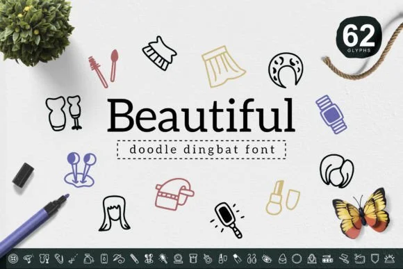 Beautiful by YandiDesigns — Dingbats Font