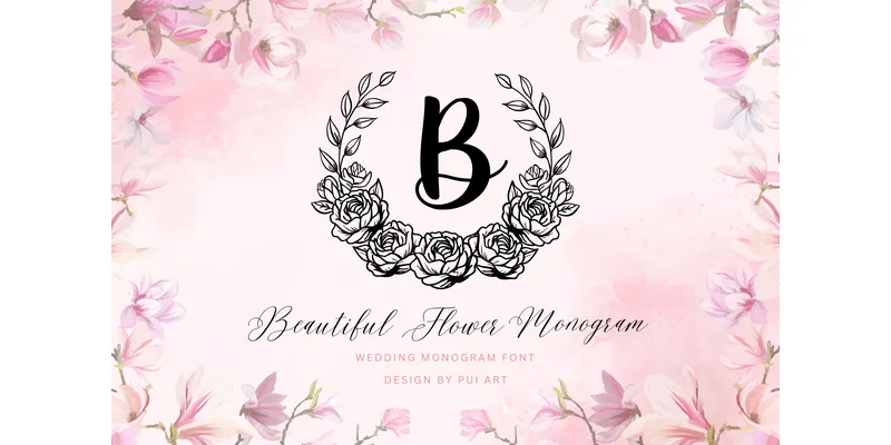 Beautiful Flower Monogram Font by Pui Art by Pui Art — Decorative Font