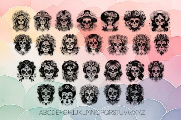 Beautiful La Catrina Sugar Skull by MOMAT THIRTYONE — Dingbats Font — thumbnail 2