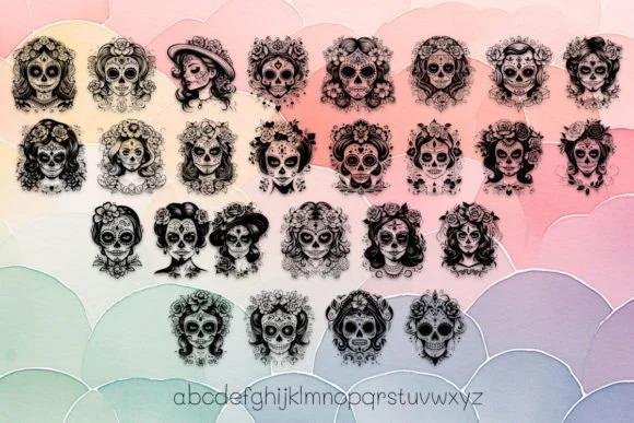 Beautiful La Catrina Sugar Skull by MOMAT THIRTYONE — Dingbats Font — thumbnail 3