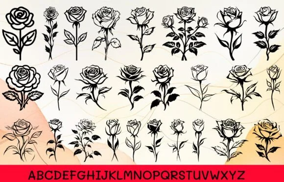 Beautiful Rose Flower by MOMAT THIRTYONE — Dingbats Font — thumbnail 2
