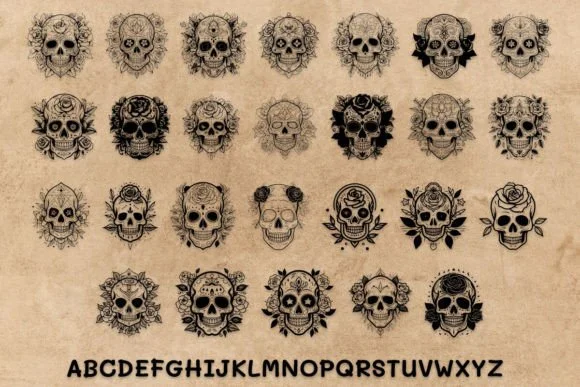 Beautiful Rose Sugar Skull by MOMAT THIRTYONE — Dingbats Font — thumbnail 3