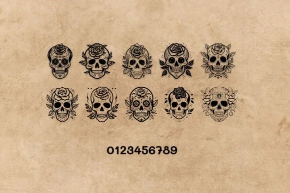 Beautiful Rose Sugar Skull by MOMAT THIRTYONE — Dingbats Font — thumbnail 4