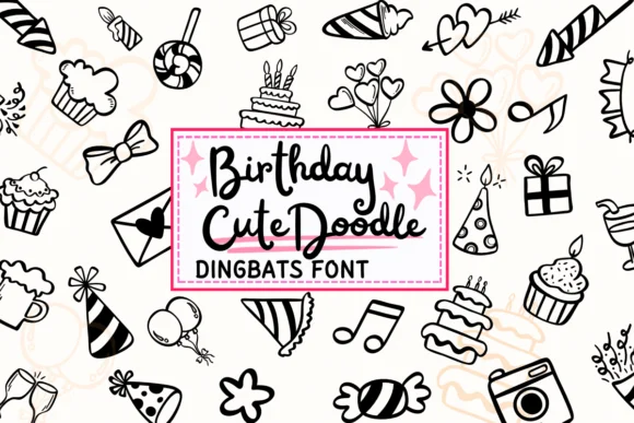 Birthday Cute Doodle by PraewDesigns — Dingbats Font