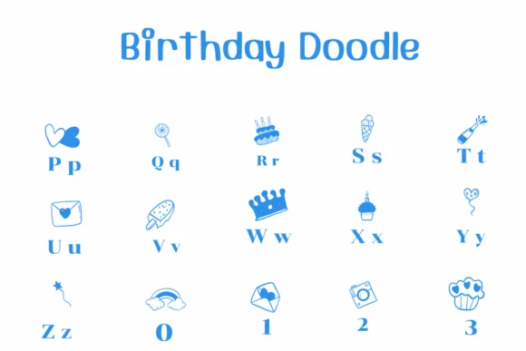 Birthday Doodle by Ketsarin — Dingbats Font — thumbnail 3