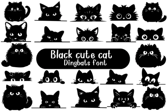 Black Cute Cat by BK Creative Designs β Dingbats Font