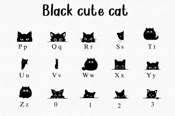 Black Cute Cat by BK Creative Designs — Dingbats Font — thumbnail 3
