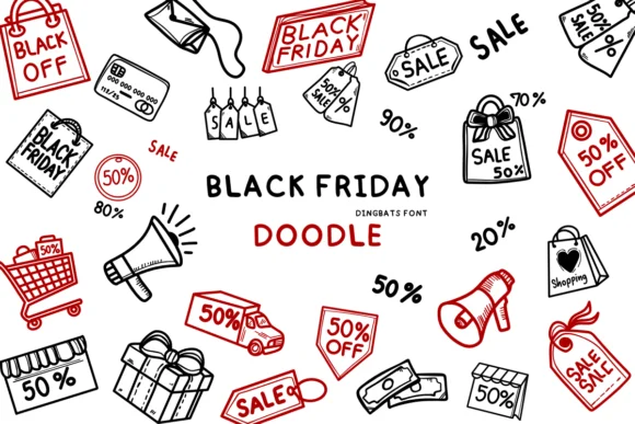 Black Friday Doodle by Bee piyanuch — Dingbats Font