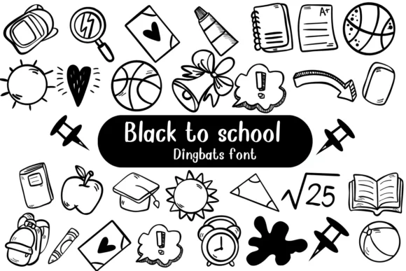 Black to School by Nongyao — Dingbats Font