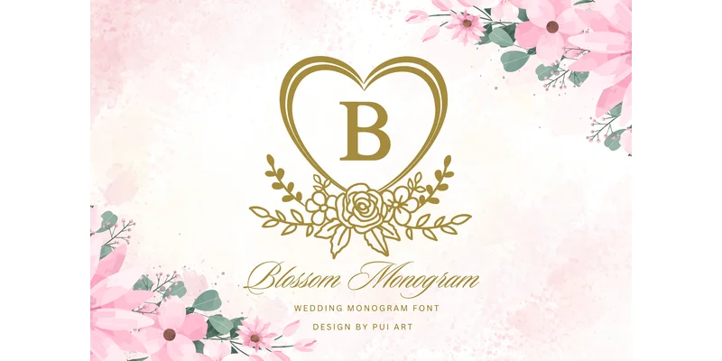 Blossom Monogram Font by Pui Art by Pui Art — Decorative Font