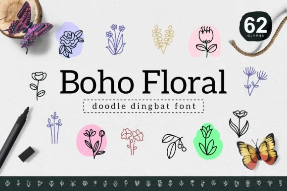 Boho Floral by YandiDesigns — Dingbats Font