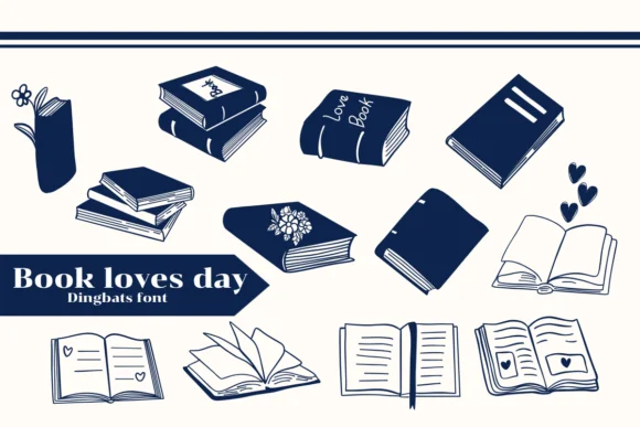 Book Loves Day by Apiwat Type — Dingbats Font