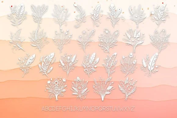 Bouquet of Feathers by MOMAT THIRTYONE — Dingbats Font — thumbnail 2