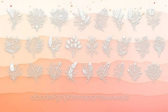 Bouquet of Feathers by MOMAT THIRTYONE — Dingbats Font — thumbnail 3