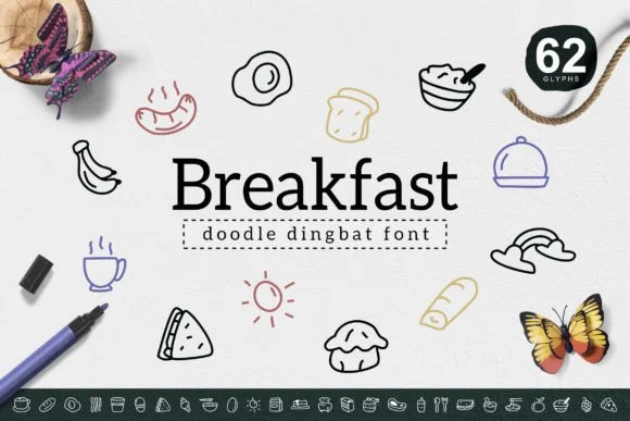 Breakfast by YandiDesigns — Dingbats Font