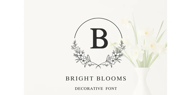 Bright Blooms Monogram Font by Pui Art by Pui Art — Decorative Font