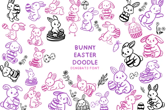 Bunny Easter Doodle by Bee piyanuch — Dingbats Font