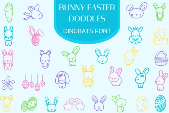 Bunny Easter Doodles by Heartcraft Atelier — Dingbats Font