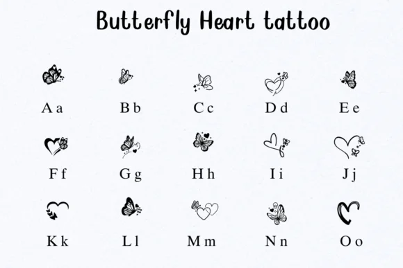 Butterfly Heart Tattoo by Nongyao — Dingbats Font — thumbnail 2