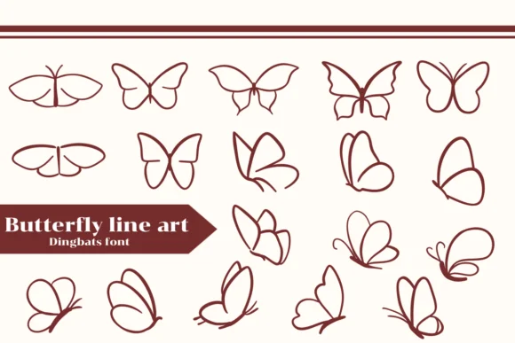 Butterfly Line Art by Apiwat Type — Dingbats Font