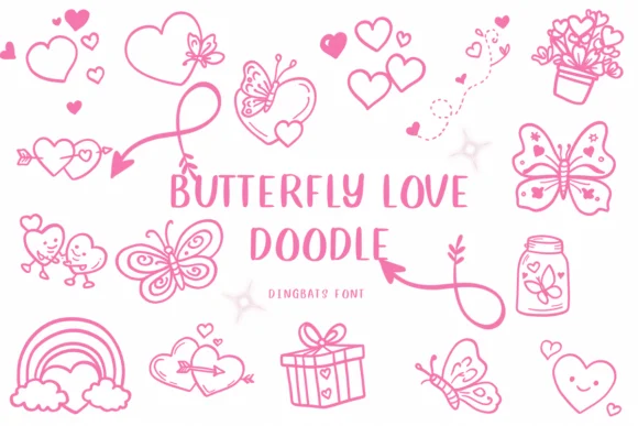 Butterfly Love Doodle by CHANOK — Dingbats Font