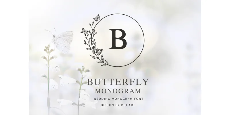 Butterfly Monogram Font by Pui Art by Pui Art — Decorative Font