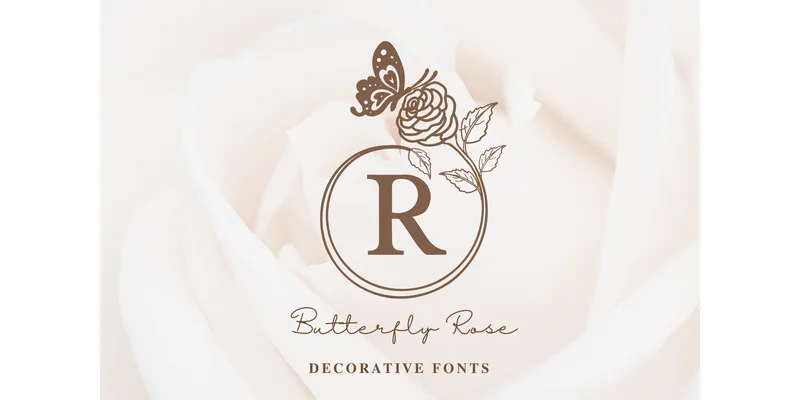 Butterfly Rose Monogram Font by Pui Art by Pui Art — Decorative Font