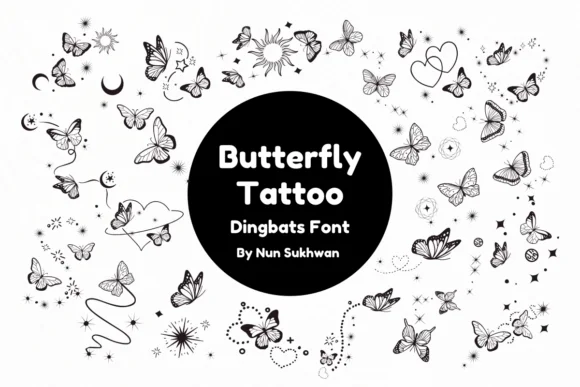Butterfly Tattoo by Nun Sukhwan — Dingbats Font