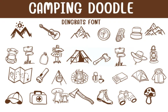 Camping Doodle by Sontaya — Dingbats Font