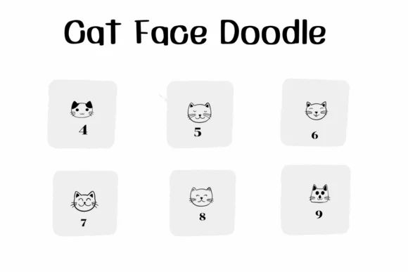 Cat Face Doodle by Ketsarin — Dingbats Font — thumbnail 4