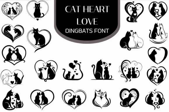 Cat Heart Love by Heartcraft Atelier — Dingbats Font