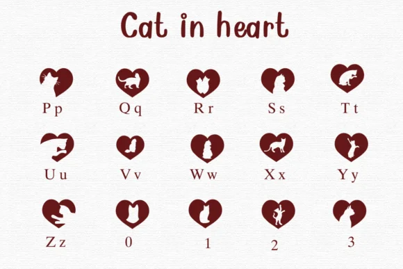 Cat in Heart by Nongyao — Dingbats Font — thumbnail 3