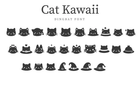 Cat Kawaii by CraftedType Studio — Dingbats Font