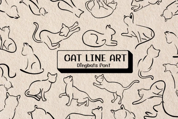 Cat Line Art by Ketsarin — Dingbats Font