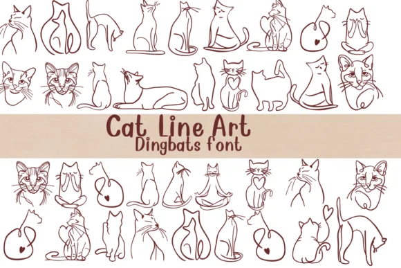 Cat Line Art by Nongyao — Dingbats Font