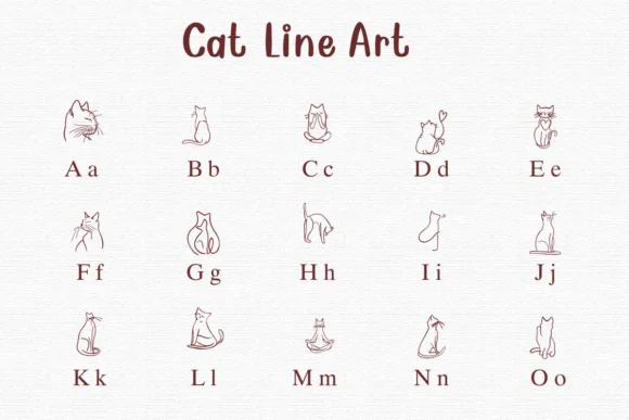 Cat Line Art by Nongyao — Dingbats Font — thumbnail 2