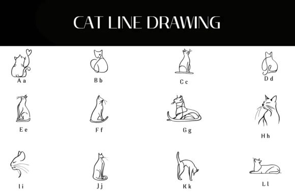 Cat Line Drawing by Heartcraft Atelier — Dingbats Font — thumbnail 2