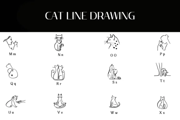 Cat Line Drawing by Heartcraft Atelier — Dingbats Font — thumbnail 3