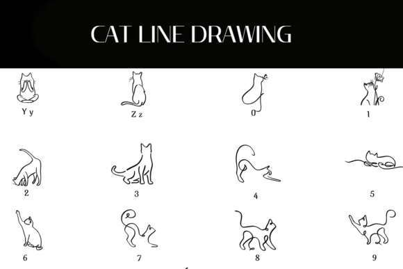 Cat Line Drawing by Heartcraft Atelier — Dingbats Font — thumbnail 4